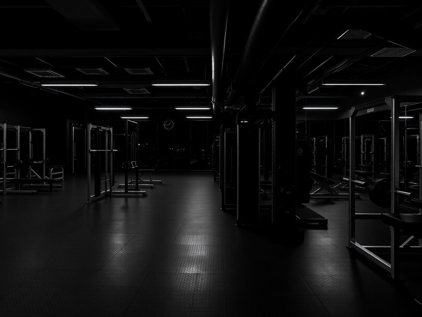 Sala de gimnasio premium en penumbra